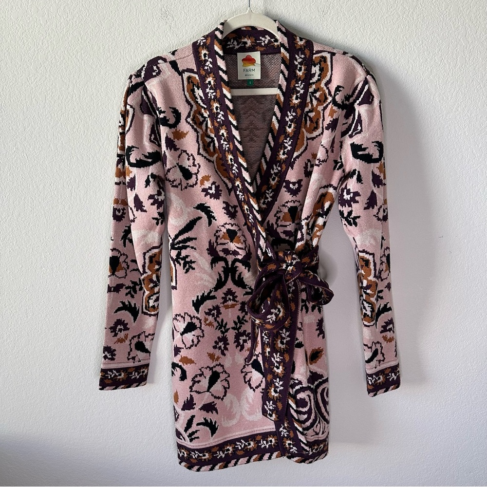 FARM RIO Glam Tapestry Knit Wrap Dress SZ S - Picture 3 of 10